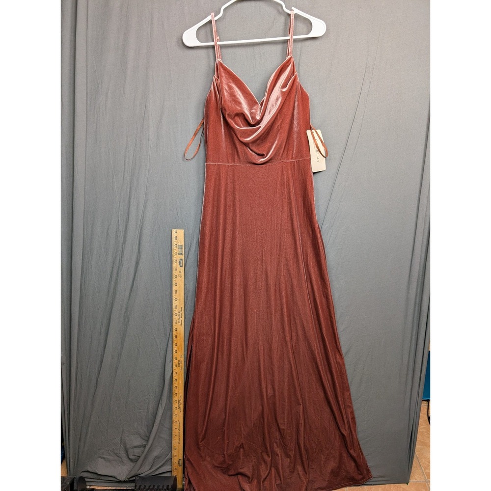 Revelry Dawson Velvet Dress Bridesmaid Formal Gown Size 6 Rusty Rose